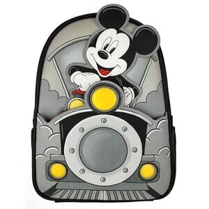 Loungefly Disney Mickey Mouse Train Conductor Light-Up  Backpack NWT